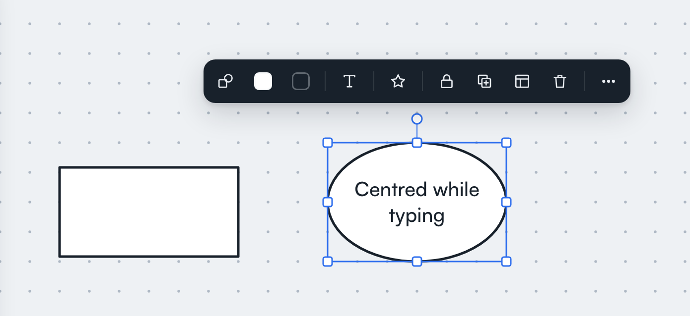 The quick-action bar above a selected ellipse